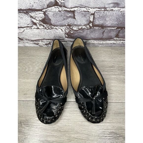 Kate Spade Black Patent Leather Slip On Bow Ballet Flats Shoes Women 6M US/36EU - Picture 10 of 16